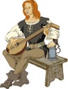 Medieval minstrel. Vector illustration